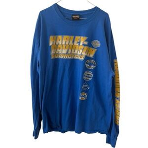 Harley-Davidson‎ Bayside Portsmouth VA Long Sleeve T-Shirt Men's XL Blue